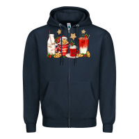 Navy santa fuel coffee cups Zipper Hoodie - texasbilliewilder