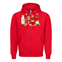 Red santa fuel coffee cups Zipper Hoodie - texasbilliewilder