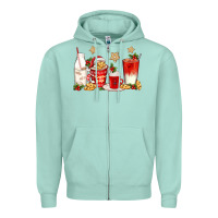 Seafoam santa fuel coffee cups Zipper Hoodie - texasbilliewilder
