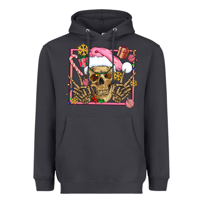 Pink Christmas Skeleton Heavyweight Hoodie by AdoDesignShop | Teevron