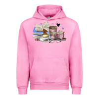 Fuchsia Pink coffee and books Urban Hoodie - MaliasSmallBusiness