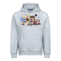 Heather Grey coffee and books Urban Hoodie - MaliasSmallBusiness