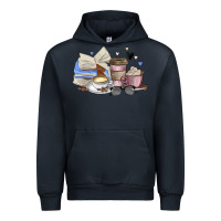 Navy coffee and books Urban Hoodie - MaliasSmallBusiness