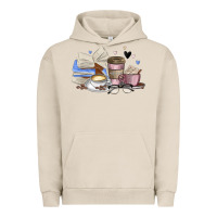 Pigment French Oak coffee and books Urban Hoodie - MaliasSmallBusiness