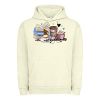 Pigment Pistachio coffee and books Urban Hoodie - MaliasSmallBusiness