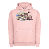 Pigment Salmon coffee and books Urban Hoodie - MaliasSmallBusiness