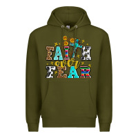 Army Green faith over fear with cross and sunflowers Premium Hoodie - AdoDesignShop