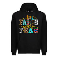 Black faith over fear with cross and sunflowers Premium Hoodie - AdoDesignShop