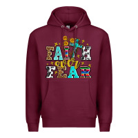Burgundy faith over fear with cross and sunflowers Premium Hoodie - AdoDesignShop
