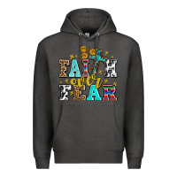 Charcoal Heather faith over fear with cross and sunflowers Premium Hoodie - AdoDesignShop