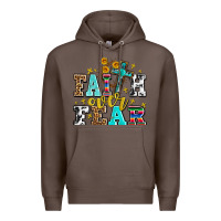 Coffee faith over fear with cross and sunflowers Premium Hoodie - AdoDesignShop