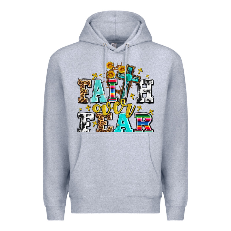 Faith Over Fear With Cross And Sunflowers Premium Hoodie by AdoDesignShop | Teevron
