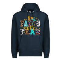 Navy faith over fear with cross and sunflowers Premium Hoodie - AdoDesignShop