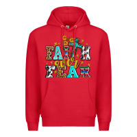 Red faith over fear with cross and sunflowers Premium Hoodie - AdoDesignShop