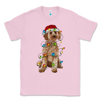 Bubblegum Pink cockapoo with christmas lights Classic Tee - RanaPortraitStore