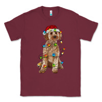 Burgundy cockapoo with christmas lights Classic Tee - RanaPortraitStore