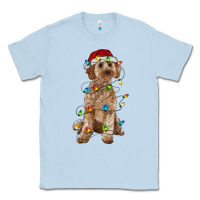 Dusty Blue cockapoo with christmas lights Classic Tee - RanaPortraitStore