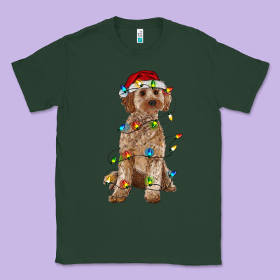 Cockapoo With Christmas Lights Classic Tee Designed By Ranaportraitstore
