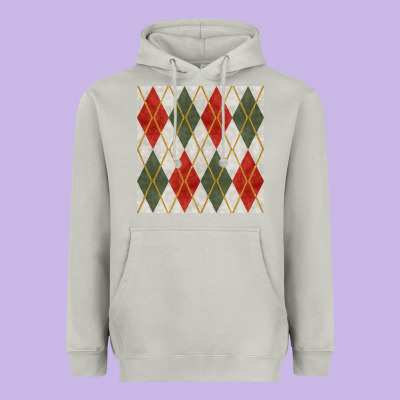 Christmas Diamond Plaid Seamless Pattern Heavyweight Hoodie Designed By Bundleandbundleshop