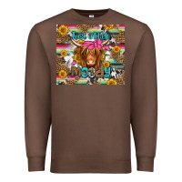 Chestnut just a little moody long haired cow Premium Sweatshirt - Jasminsmagicworld