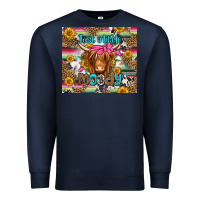 Navy just a little moody long haired cow Premium Sweatshirt - Jasminsmagicworld