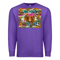Purple just a little moody long haired cow Premium Sweatshirt - Jasminsmagicworld