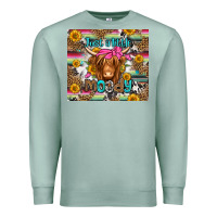 Seafoam just a little moody long haired cow Premium Sweatshirt - Jasminsmagicworld