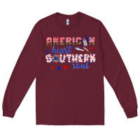 Burgundy American heart southern soul Long Sleeve Tee - texasbilliewilder