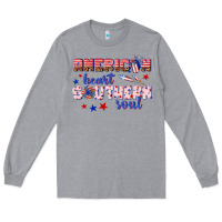 Heather Grey American heart southern soul Long Sleeve Tee - texasbilliewilder