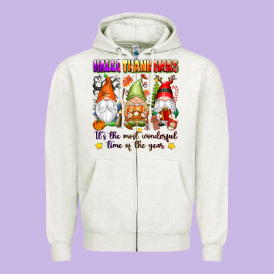 Hallothanksmas Its The Most Wonderful Time Of The Zipper Hoodie Designed By Texasbilliewilder