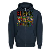 Navy Black vibes only juneteenth Zipper Hoodie - Zillion Design Studio