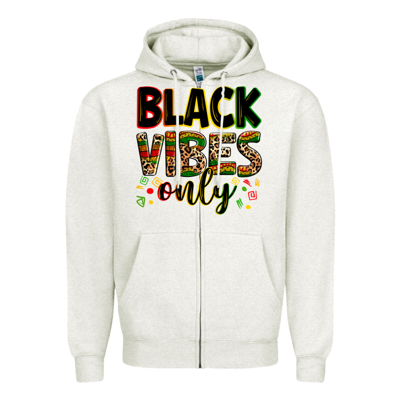 Black Vibes Only Juneteenth Zipper Hoodie by Zillion Design Studio | Teevron