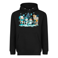 Black winter snowman coffee cups Heavyweight Hoodie - AdoDesignShop