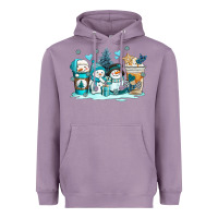 Lavender winter snowman coffee cups Heavyweight Hoodie - AdoDesignShop