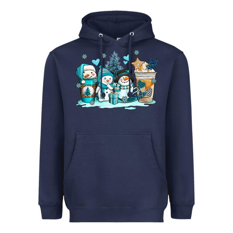 Winter Snowman Coffee Cups Heavyweight Hoodie by AdoDesignShop | Teevron