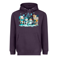 Plum winter snowman coffee cups Heavyweight Hoodie - AdoDesignShop