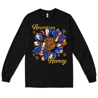 Black American honey with bee Long Sleeve Tee - texasbilliewilder