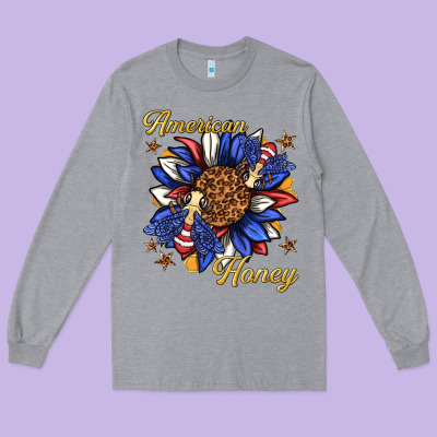 Long Sleeve Tee American honey with bee
