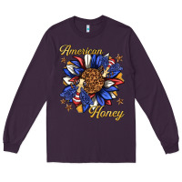 Plum American honey with bee Long Sleeve Tee - texasbilliewilder