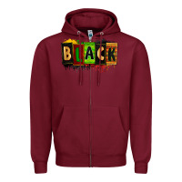 Burgundy Black juneteenth Zipper Hoodie - Zillion Design Studio