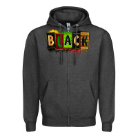 Charcoal Heather Black juneteenth Zipper Hoodie - Zillion Design Studio