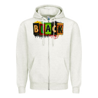 Oatmeal Heather Black juneteenth Zipper Hoodie - Zillion Design Studio