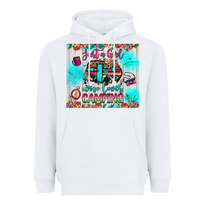 Just A Girl Who Loves Camping Heavyweight Hoodie by JahusDesignShop | Teevron