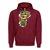 Burgundy Vermont State Map Zipper Hoodie - RanaPortraitStore