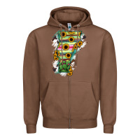 Chestnut Vermont State Map Zipper Hoodie - RanaPortraitStore
