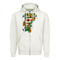 Oatmeal Heather Vermont State Map Zipper Hoodie - RanaPortraitStore