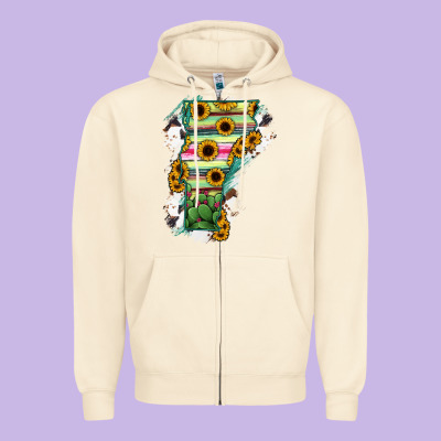 Vermont State Map Zipper Hoodie Designed By Ranaportraitstore
