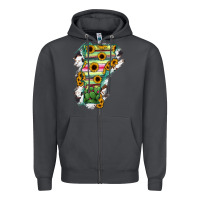 Smoke Vermont State Map Zipper Hoodie - RanaPortraitStore