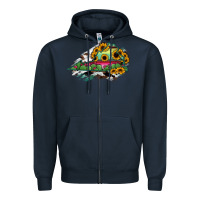 Navy Virginia State Map Zipper Hoodie - RanaPortraitStore