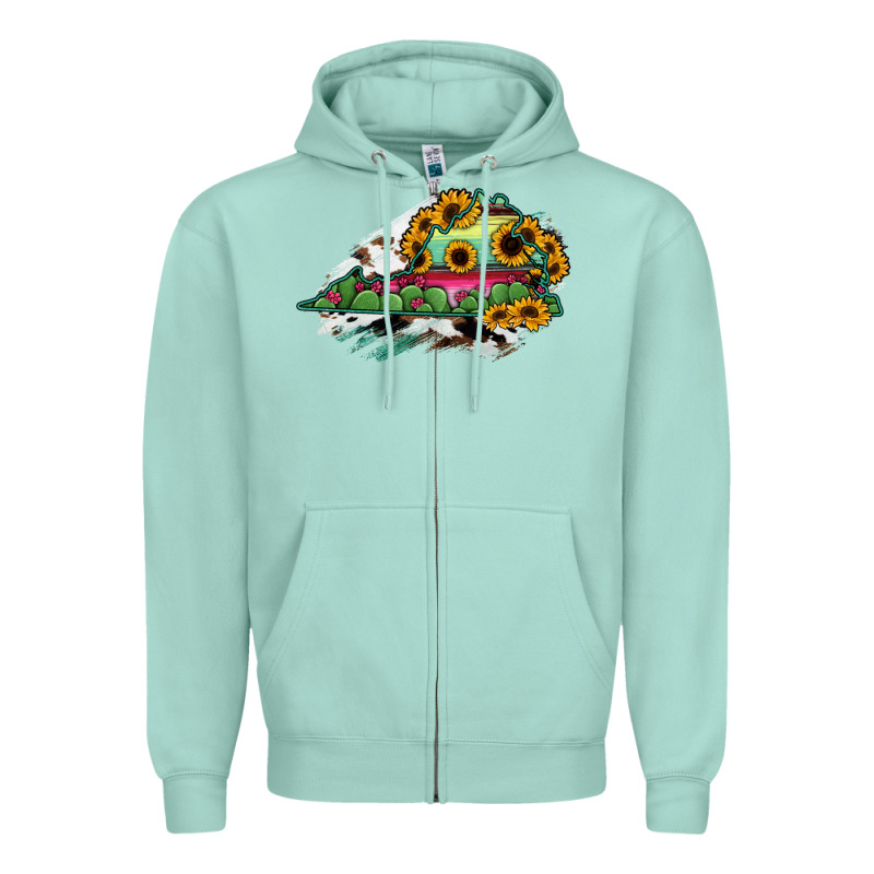 Virginia State Map Zipper Hoodie by RanaPortraitStore | Teevron